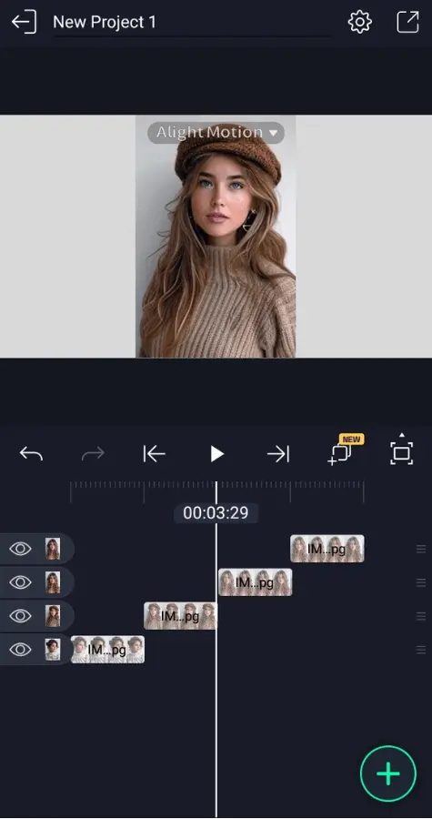 make alignment in layers of images or video clips