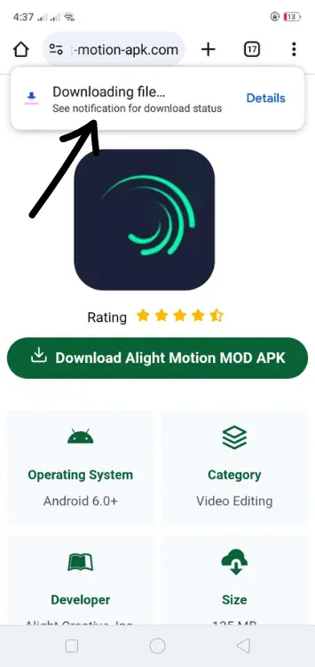 Step 3 Downloading the APK file will start